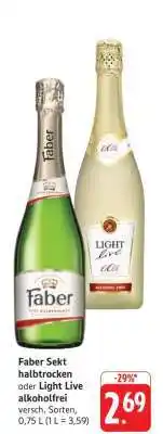 Edeka Faber Sekt halbtrocken oder Light Live alkoholfrei Angebot