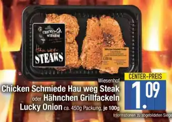 Edeka Chicken Schmiede Hau weg Steak oder Hähnchen Grillfackeln Lucky Onion Angebot