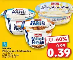 Kaufland MÜLLER Milchreis oder Grießpudding Angebot
