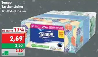 L. STROETMANN GROSSMARKT Tempo Taschentücher 3x100 Stück Trio-Box Angebot