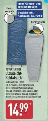 Aldi Nord ADVENTURIDGE Ultraleicht-Schlafsack Angebot