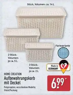 Aldi Nord HOME CREATION Aufbewahrungskorb mit Deckel Angebot