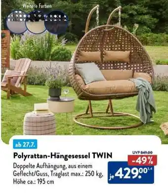 Aldi Nord Polyrattan-Hängesessel TWIN Angebot