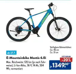 Aldi Nord E-Mountainbike Montis 6.0i Angebot