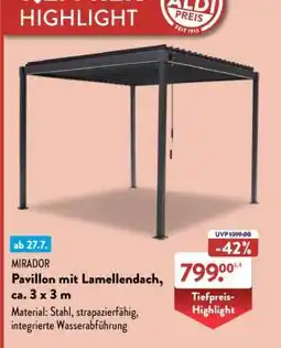 Aldi Nord MIRADOR Pavillon mit Lamellendach, ca. 3 x 3 m Angebot