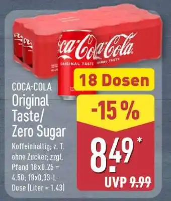 Aldi Nord COCA-COLA original taste/zero sugar Angebot