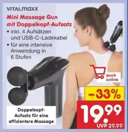 Netto Marken-Discount Mini Massage Gun mit Doppelkopf-Aufsatz Angebot