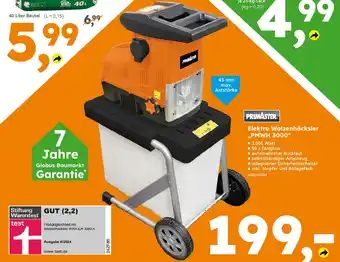 Globus Baumarkt PRIMASTER Elektro Walzenhäcksler ,,PMWH 3000" Angebot