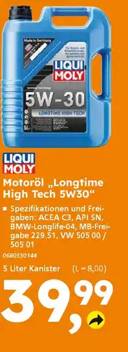 Globus Baumarkt LIQUI MOLY Motoröl „Longtime High Tech 5W30" Angebot