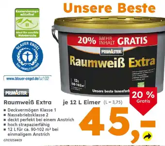 Globus Baumarkt PRIMASTER Raumweiß Extra Angebot