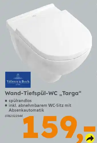 Globus Baumarkt Villeroy & Boch Wand-Tiefspül-WC „Targa“ Angebot