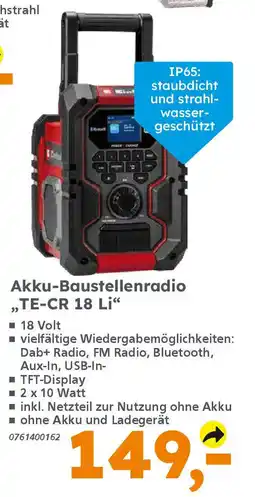 Globus Baumarkt Einhell Akku-Baustellenradio "TE-CR 18 Li❝ Angebot