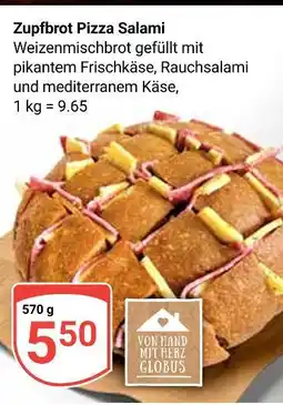 Globus Von hand mit herz globus zupfbrot pizza salami Angebot