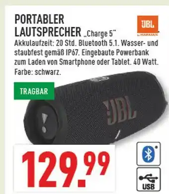 Marktkauf Jbl portabler lautsprecher charge 5 Angebot