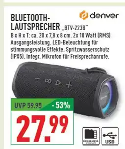Marktkauf Denver bluetooth-lautsprecher btv-223b Angebot