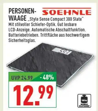 Marktkauf Soehnle personenwaage style sense compact 300 slate Angebot