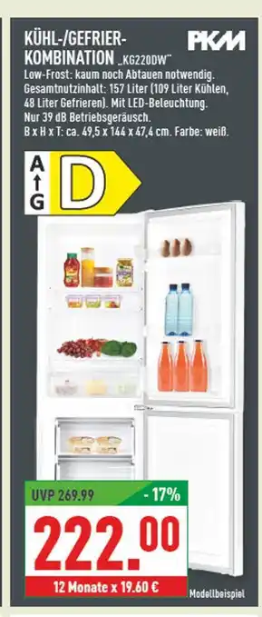 Marktkauf Pkm kühl-/gefrierkombination kg220dw Angebot