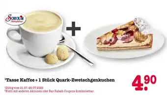 E-Center Tasse kaffee + 1 stück quark-zwetschgenkuchen Angebot