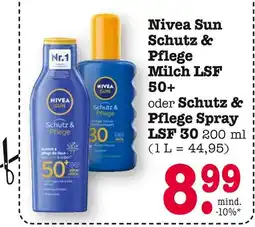 E-Center Nivea sun schutz & pflege milch lsf 50+ Angebot