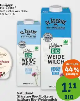 tegut Gläserne bio-molkerei haltbare bio-weidemilch Angebot