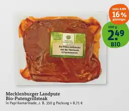 tegut Mecklenburger landpute bio-putengrillsteak Angebot