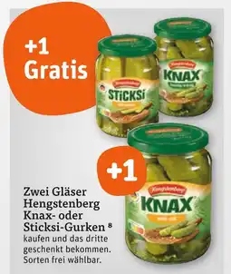 tegut Zwei gläser +1 hengstenberg knax- oder sticksi-gurken Angebot