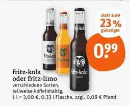 tegut Fritz-kola oder fritz-limo Angebot