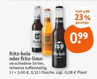 tegut Fritz-kola oder fritz-limo Angebot