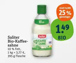tegut Saliter bio-kaffeesahne Angebot
