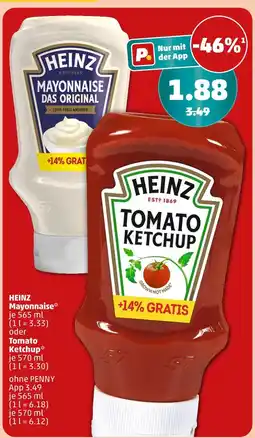PENNY Heinz mayonnaise oder tomato ketchup Angebot