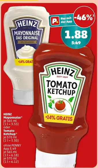 PENNY Heinz mayonnaise oder tomato ketchup Angebot