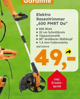 Globus Baumarkt Elektro rasentrimmer 600 pmrt da Angebot