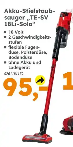 Globus Baumarkt Akku-stielstaubsauger te-sv 18li-solo Angebot