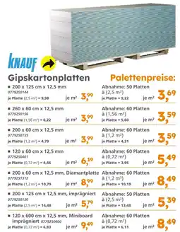 Globus Baumarkt Knauf gipskartonplatten 200 x 125 cm x 12,5 mm Angebot