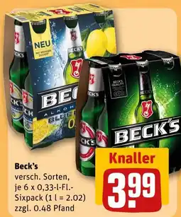 REWE Beck's verschiedene sorten Angebot