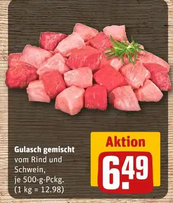 REWE Gulasch gemischt vom rind und schwein Angebot
