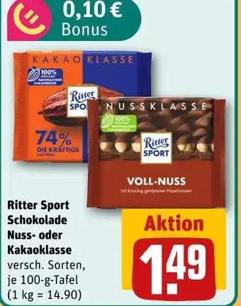 REWE Ritter sport schokolade nussklasse Angebot