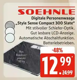 Marktkauf Soehnle digitale personenwaage style sense compact 300 slate Angebot