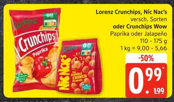 Edeka Lorenz crunchips, nic nac‘s oder crunchips wow Angebot