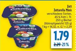 diska Zott zottarella basilikum minis Angebot