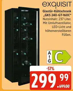 Marktkauf Exquisit glastür-kühlschrank gks 240-gt-160c Angebot