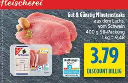 diska Gut & günstig minutensteaks aus dem lachs, vom schwein Angebot