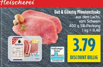 diska Gut & günstig minutensteaks aus dem lachs, vom schwein Angebot