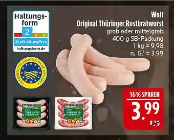 Marktkauf Wolf original thüringer rostbratwurst grob oder mittelgrob Angebot