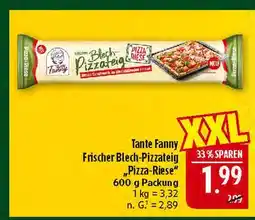 Marktkauf Tante fanny frischer blech-pizzateig pizza-riese Angebot