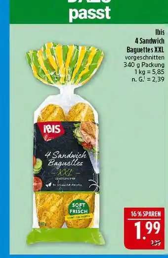 Marktkauf Ibis 4 sandwich baguettes xxl Angebot