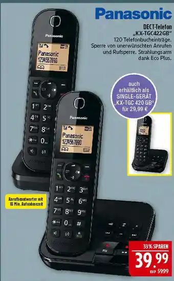 Marktkauf Panasonic dect-telefon kx-tgc422gb Angebot