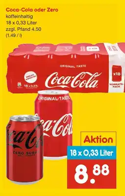 Netto Marken-Discount Coca-cola oder zero Angebot