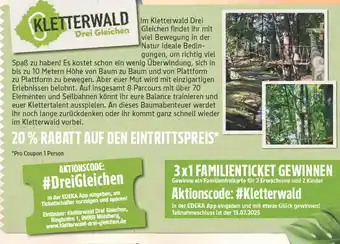 Edeka Kletterwald drei gleichen eintritt Angebot