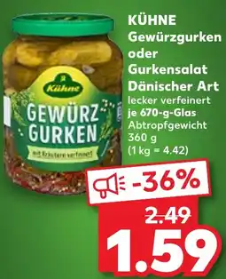 Kaufland KÜHNE Gewürzgurken oder Gurkensalat Dänischer Art Angebot